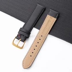 Universal Brown PU Leather Watch Strap - Soft, Sporty Wristband - 20mm (Black - Gold)