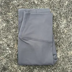 Solid Color High Waist Women's Athletic Leggings with Pocket - S (Titanium ash)