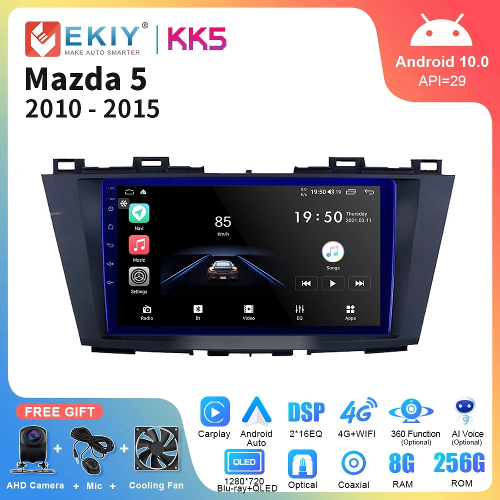 

EKIY KK5 2 din Android Auto Radio For Mazda 5 3 CW 2010 - 2015 Car Multimedia Video Player GPS Navigation Carplay 2din HU Stereo