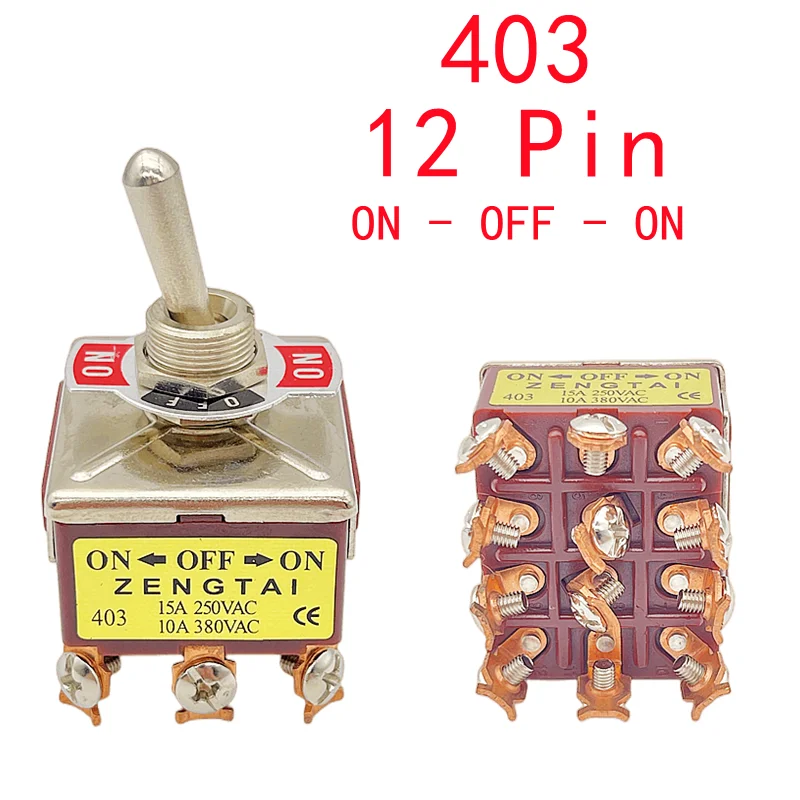 1PCS,High-end Toggle Rocker Button Switch,2/3/4/6/8/9/12 Pin,Self Reset/Self-locking,Silver Contact Copper Pin,12mm,250V 15A