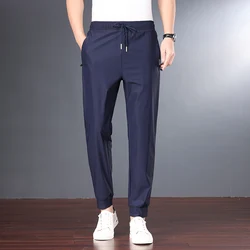 Elegant Fashion Harajuku Slim Fit Ropa Hombre Loose All Match Sport Casual Pants Pockets Thin Style Straight Leg Wide Leg Pants