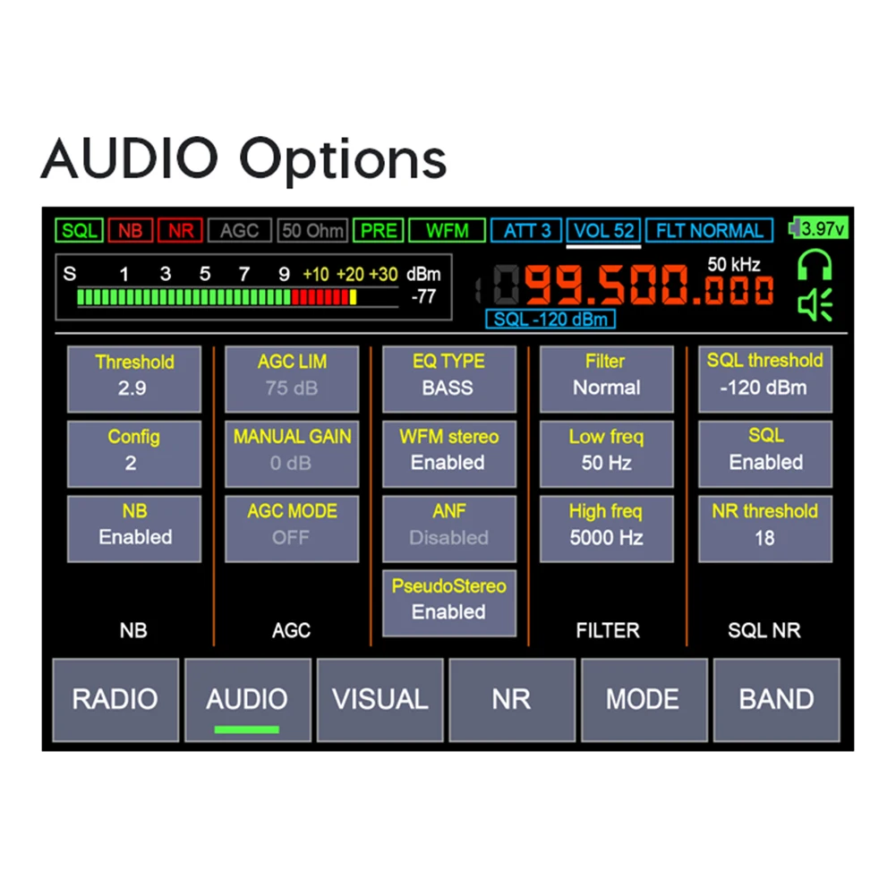 새로운 펌웨어 2.30 2세대 DSP2 SDR 말라카이트 라디오 수신기 10kHz-380MHz 404MHz-2GHz 스테레오 라디오 조정 가능한 필터