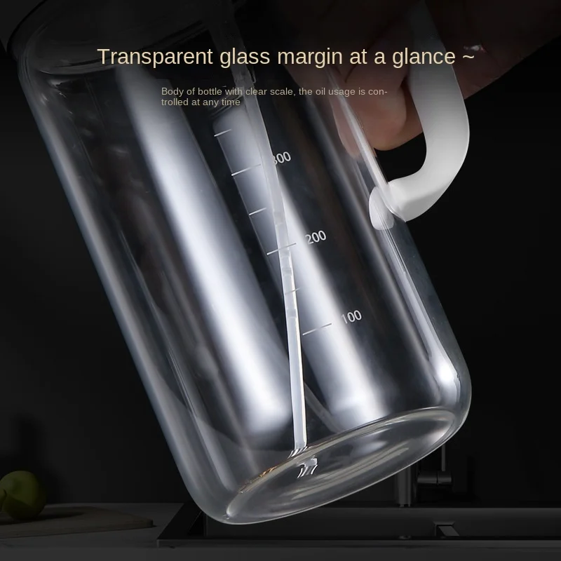 Automatic opening and closing glass injector oil bottle kitchen metering soy sauce pot vinegar pot gravity vinaigrage bottle