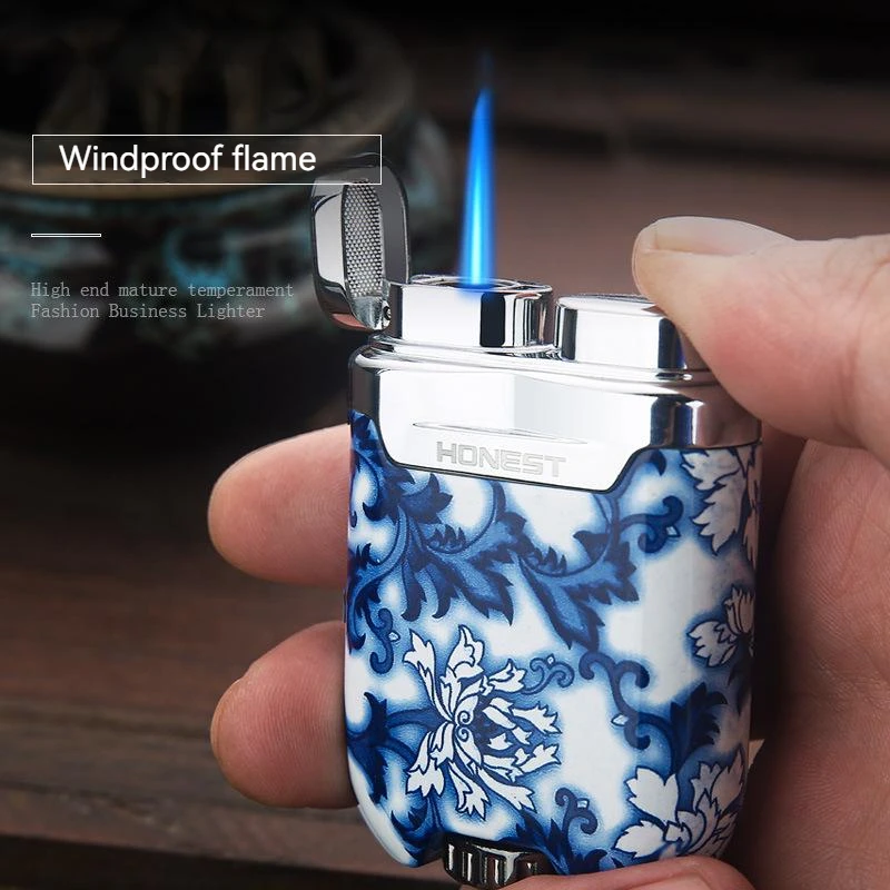 

New HONEST Business Lighter Gas Butane Inflated Lighter Metal Torch Jet Flame Smoking Accessories Fashion Men Gift