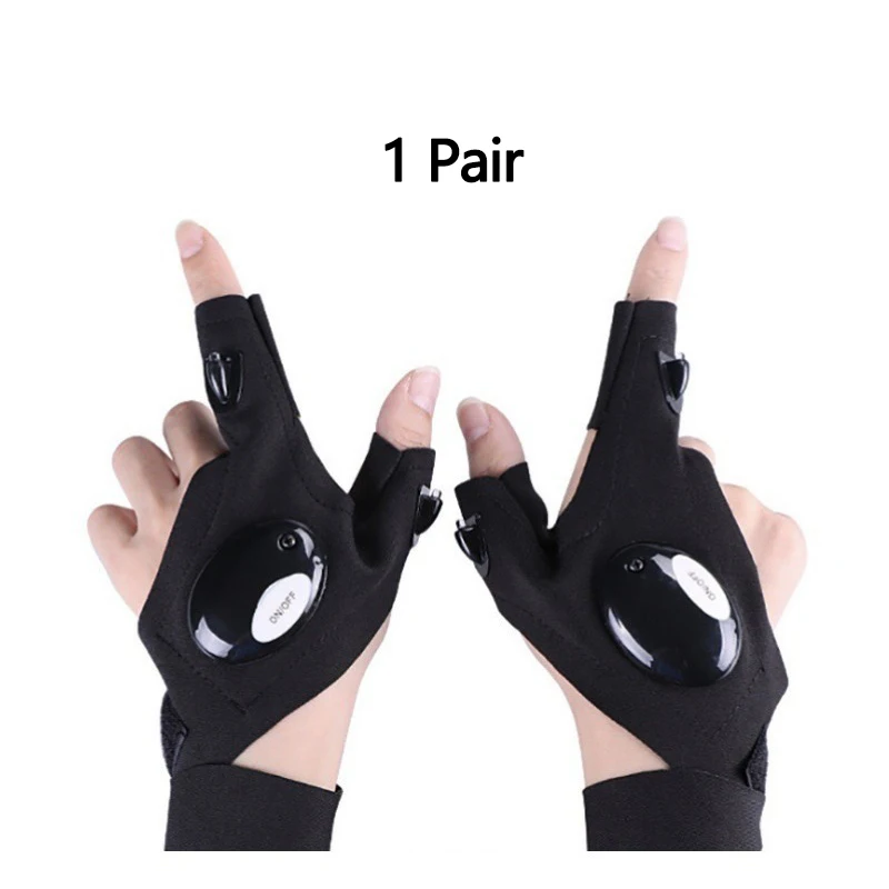 New Outdoor Hunting Gloves Luminous Lighting Half Finger with Lights Night Driving Hunting Vehicle Maintenance Lighting Gloves