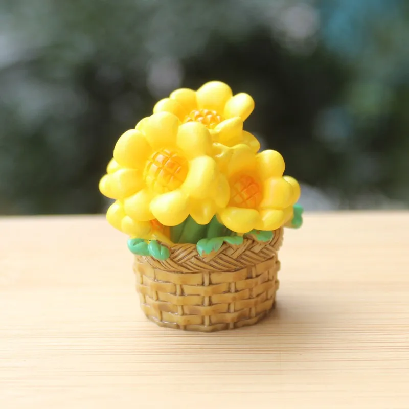 3PCS Cute Sunflower Kitten Doll Ornament Dollhouse Mini Gardening Landscape Miniature Model DIY Home Decorations Gifts
