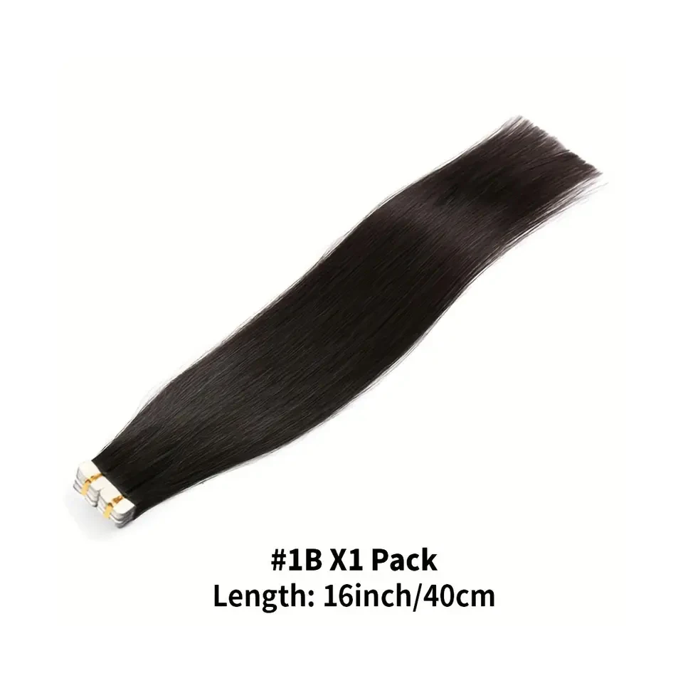 Mini fita-em extensões de cabelo humano para mulheres, reto, 100% cabelo humano, fita adesiva invisível, 16-26in, 20 PCs/pacote