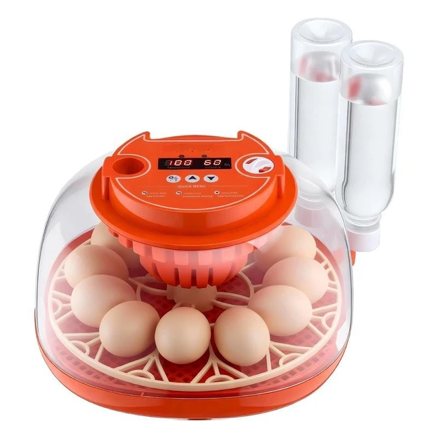 12 Egg Incubator, Automatic Egg Turner with LED Candler, Temperature & Humidity Control, 360° View Clear Window, Poultry Eggs Incubator for Home Farm, Hatching Chicks Ducks Goose Quail