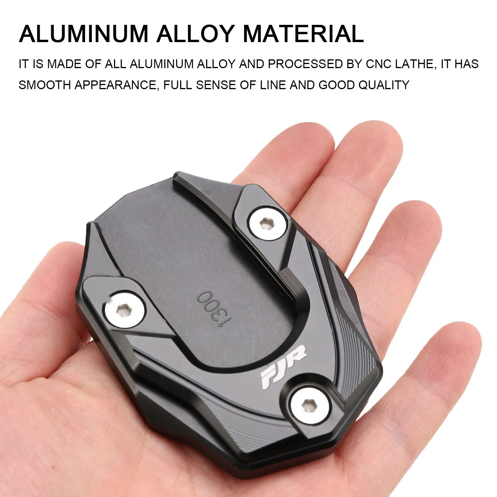 Motorcycle Kickstand Pad Side Stand Plate Extension for Yamaha FJR1300 FJR 1300 2001-(Black)