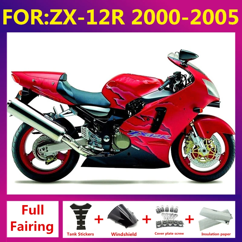 

Motorcycle Fairings Kit fit for ZX-12R ZX12R zx 12r ZZR1200 2000 2001 2002 2003 2004 2005 Bodywork full fairing zxmt red black