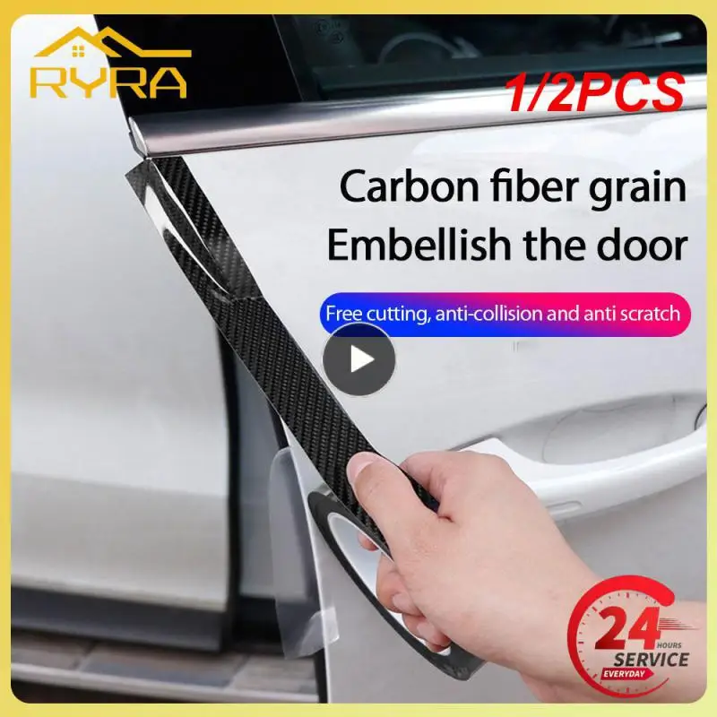 

1/2PCS Nano Carbon Fiber Car Sticker Paste Protector Strip Auto Door Sill Side Mirror Anti Scratch Waterproof