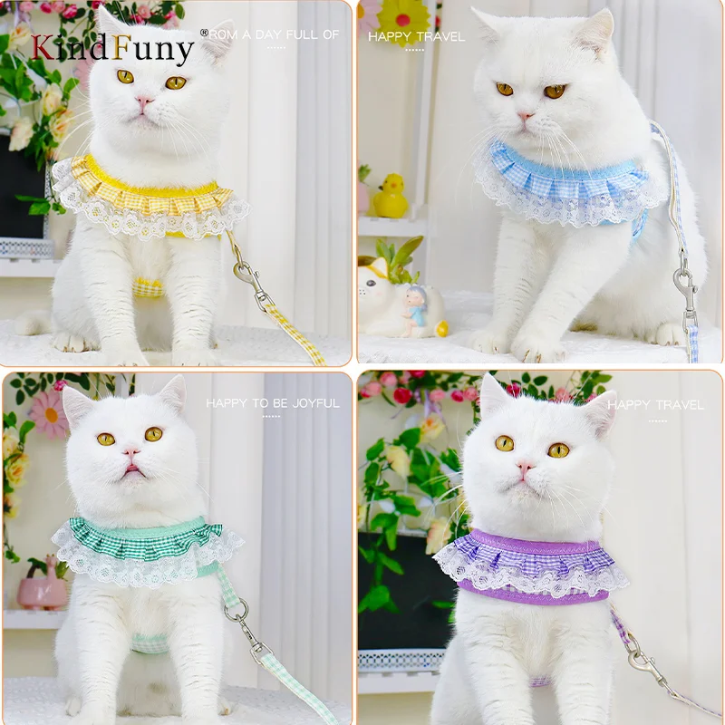 

Kindfuny Cat Leash Pet Chest Strap Vest Anti-breakout Walking Cat Leash Slip Cat Chain cat Rope Out
