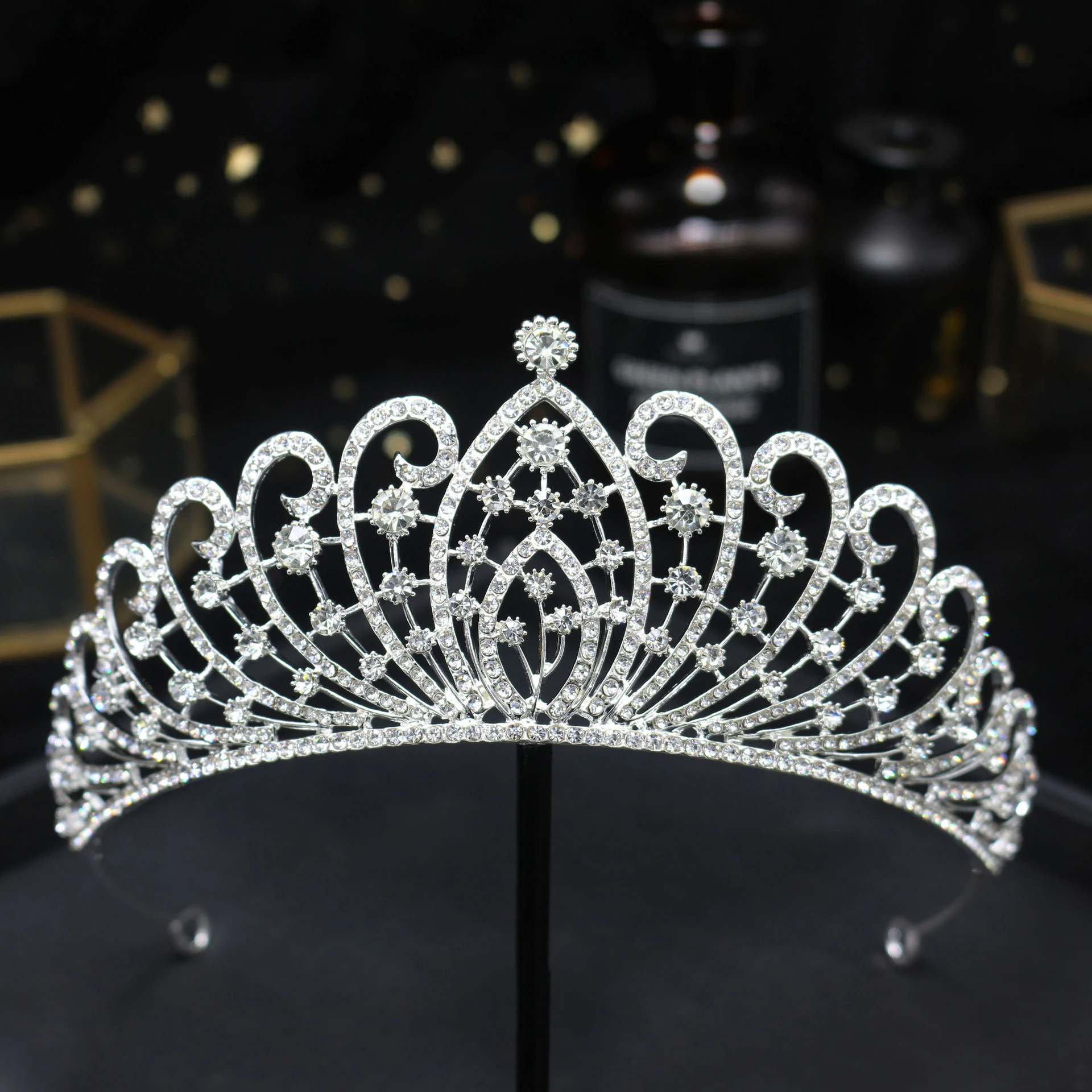 1pc Krone Braut Vintage Haar Bands Kristall Strass Handgemachte Haar Bands Krone Prinzessin Geburtstag Party Platte Kopfschmuck – Detail 17