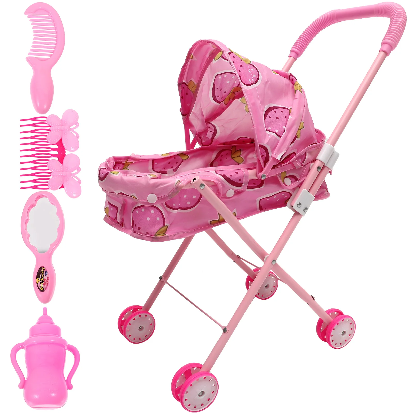 

Doll Stroller Toys Kids Simulated Stroller Model Playset Doll Accessories Baby Doll Trolley Pretend Toy Girl