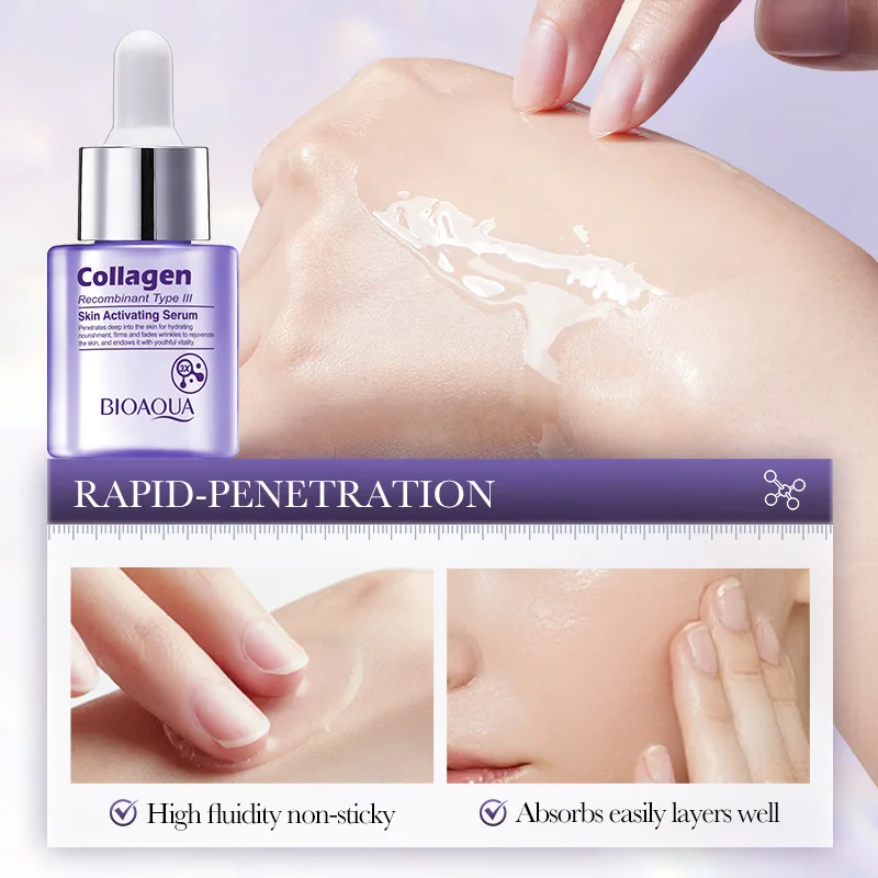 BIOAOUA Recombinant Type III Collagen Anti-Aging Delicate Skin Improves Rough Shrinking Pores Revitalizing Moisturizing Essence