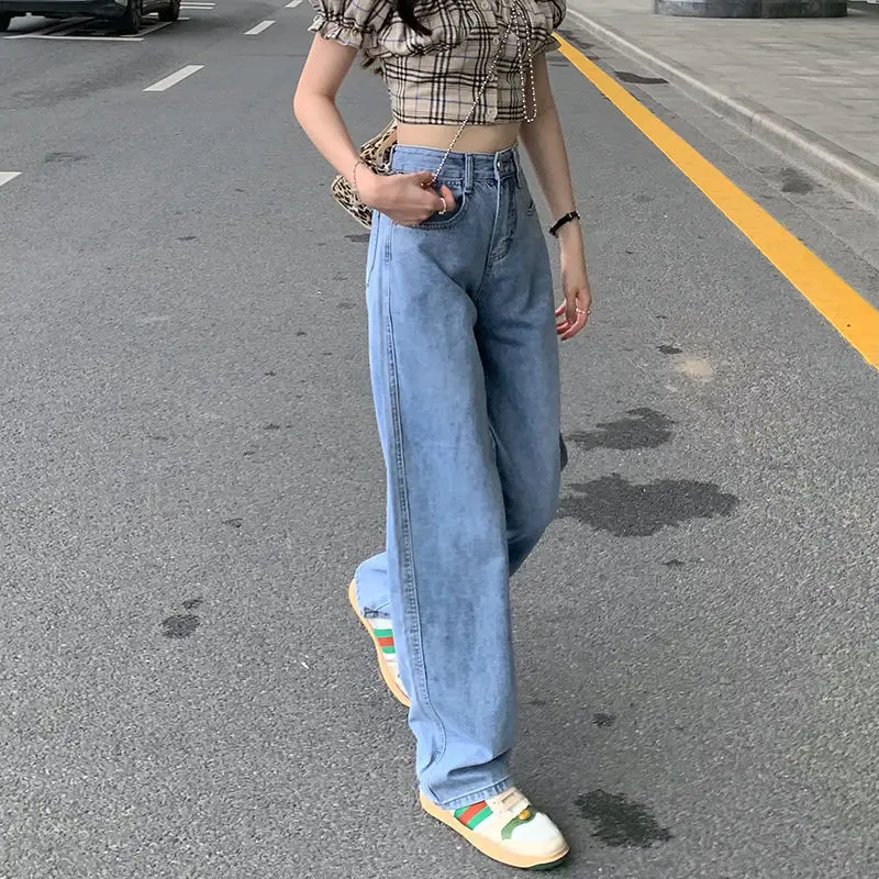 Jeans Women Love Heart Pockets Sweet Girl Students High Waist Hot Sale Loose Fashion Wide Leg Denim Sexy Hollow Out Vintage Y2K 5