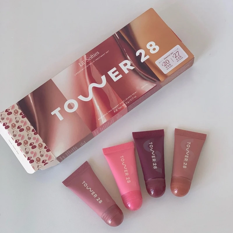 Lip Gloss Lip Makeup Lip Glaze Lip Tint Lip Stain Lip Lacquer Lip Plumper 28 Beauty Tinted Moisturizing Set 4PCS Liquid Lipstick 5ml*4 Women Makeup