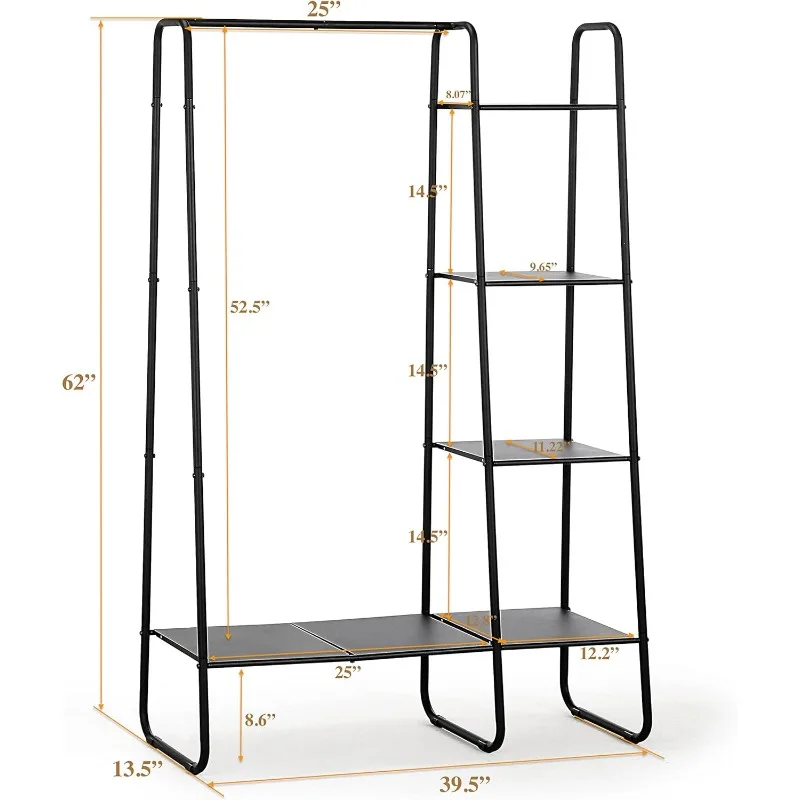 Freestanding Clothes Garment and Accessories, Organizer Closet Rack (BLK)