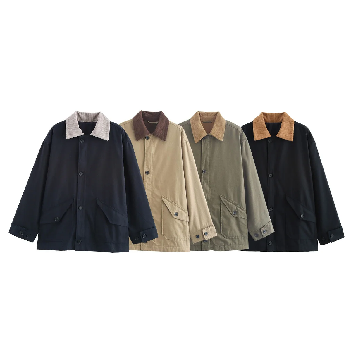 JNLEAOG Faionable Loose Canvas Jaet Women's Design Sensation Autumn New Sle Polyester Long Sve Button up Coat