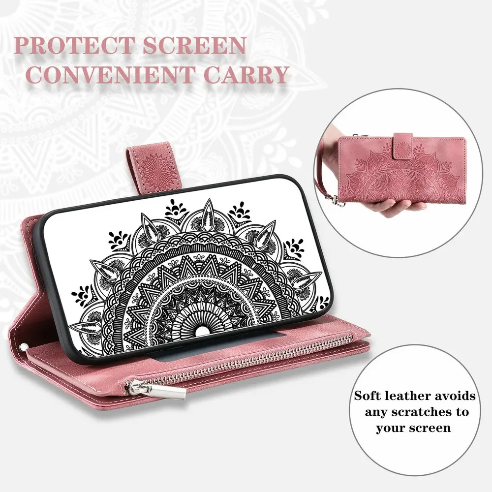 Stylish Crossbody Zipper Wallet Case with Wrist Strap