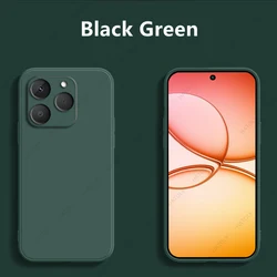 Premium Liquid Silicone Protective Phone Case - Sleek and Durable Back Cover, Shockproof and Stylish Design for Realme 15T (Black green)