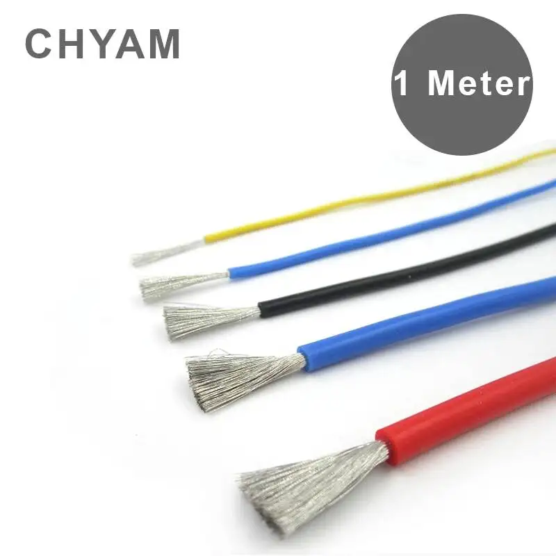 Fil de Silicone souple de un mètre, câble résistant à la chaleur, 12awg 14awg 16awg 18awg 20awg 22awg 24awg 26awg 28awg 30awg