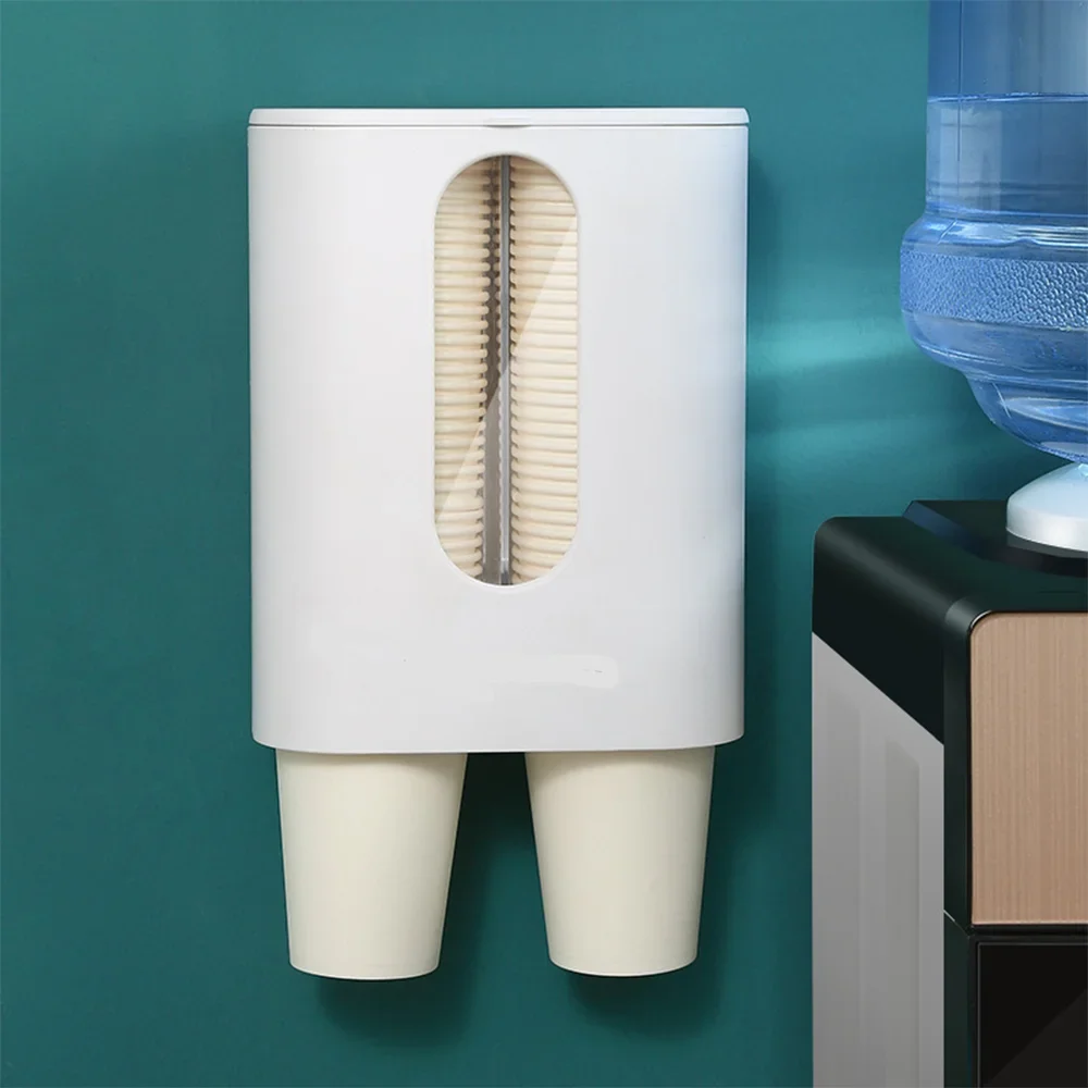 Cup Storage Holder Paper Cup Dispenser Disposable Cup Holder Household Cup Dispenser Water Dispenser Dustproof Wall Mounted Tube Paper Storage Rack
