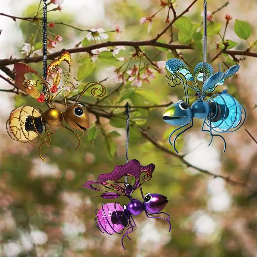 Solar Bee Lights Outdoor - Hanging Insect Garden Decor With Dusk-to-Dawn Operation