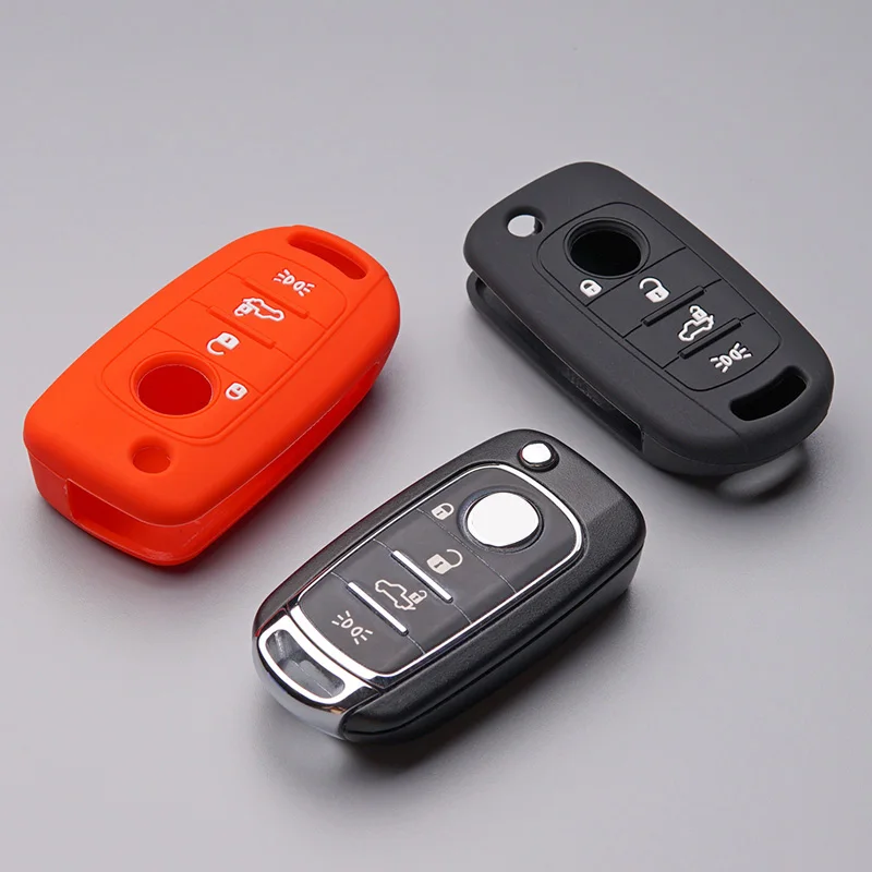 Silicone key FOB Shell Cover Case Protect skin holder For FIAT TIPO Toro 500X nuovo grazie Remote keyless 3 4 button accessories key case cover car key shell