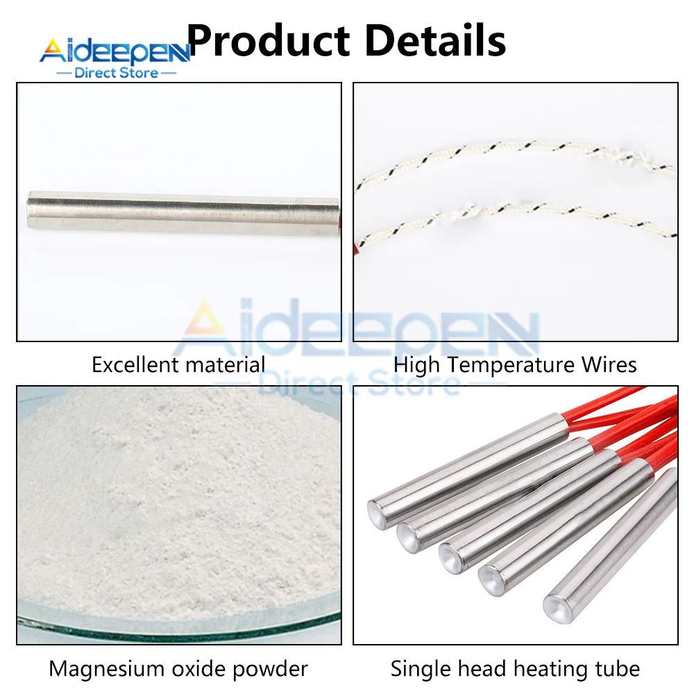 Cartridge Heaters Mold Heating Element Cylindrical Tubular Ignition Igniter Hot Rod 6mm/8mm/10mm Tube AC220V 100W 120W 150W 200W