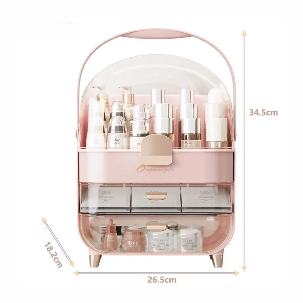 Layered Storage Cosmetic Storage Box Large Capacity Dustproof Makeup Organizer Transparent and Visible With handle 6