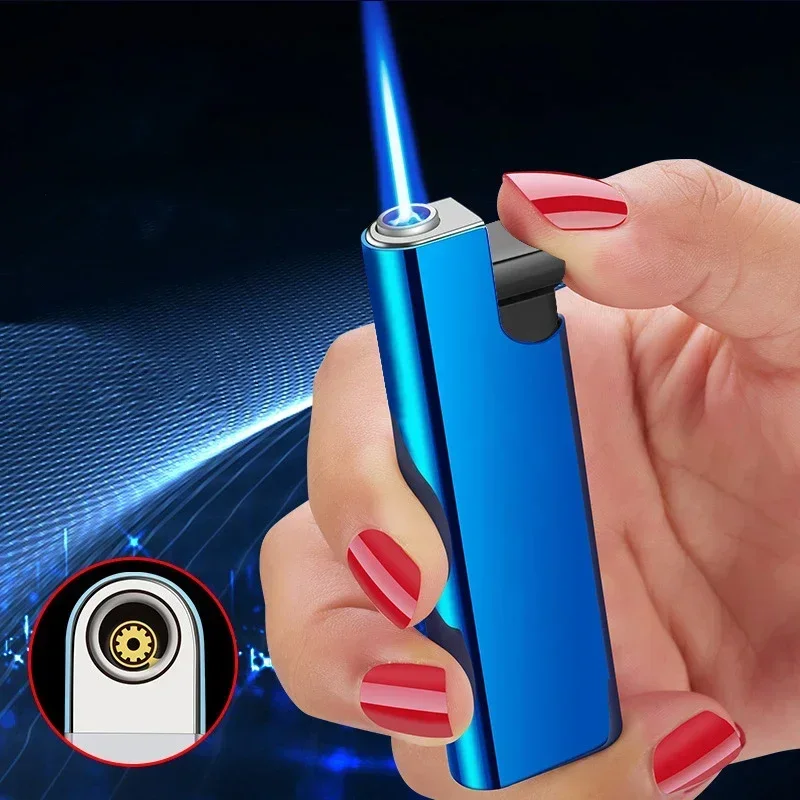 Windproof Direct Injection Blue Flame Lighter Cigarette Torch Lighter Smoking Accessories Camping Tool Ignition Tool