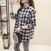 Chemise à carreaux en flanelle pour femmes, marque décontractée, nouvelle Boutique d'automne 2025, chemisier ample et hauts pour dames, chemises à manches longues, vêtements 5
