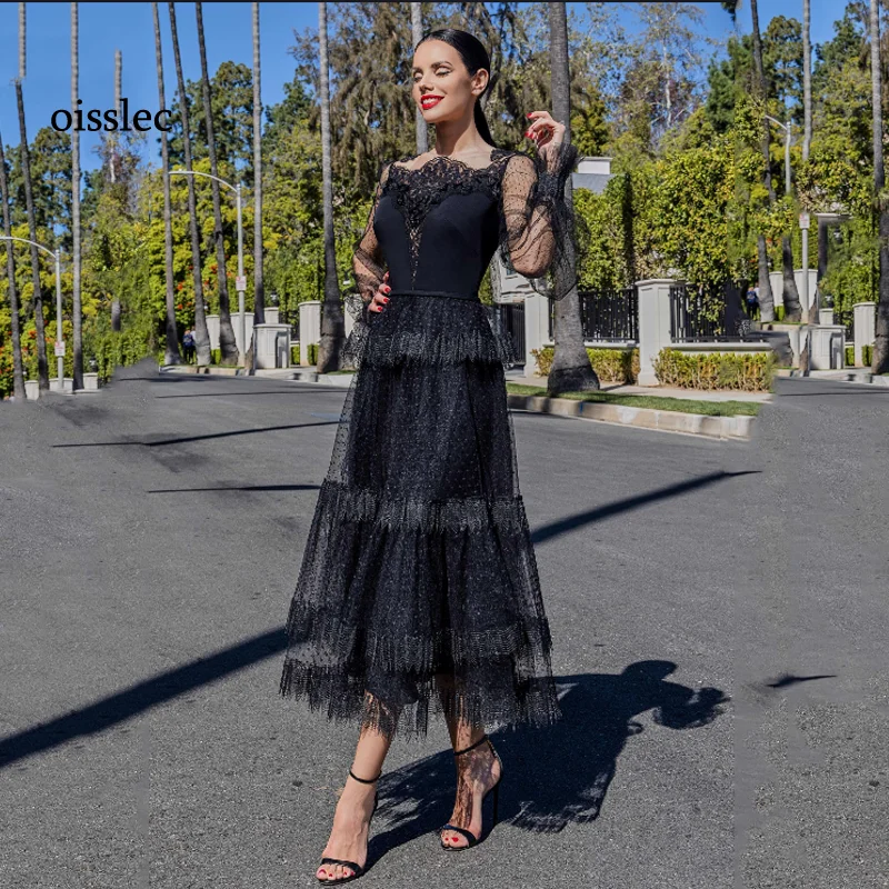 

Oisslec Evening Dress Lace Embroidery Prom Dress A Line Fromal Dress Ankle Length Celebrity Dresses Tight Party Gown Customize