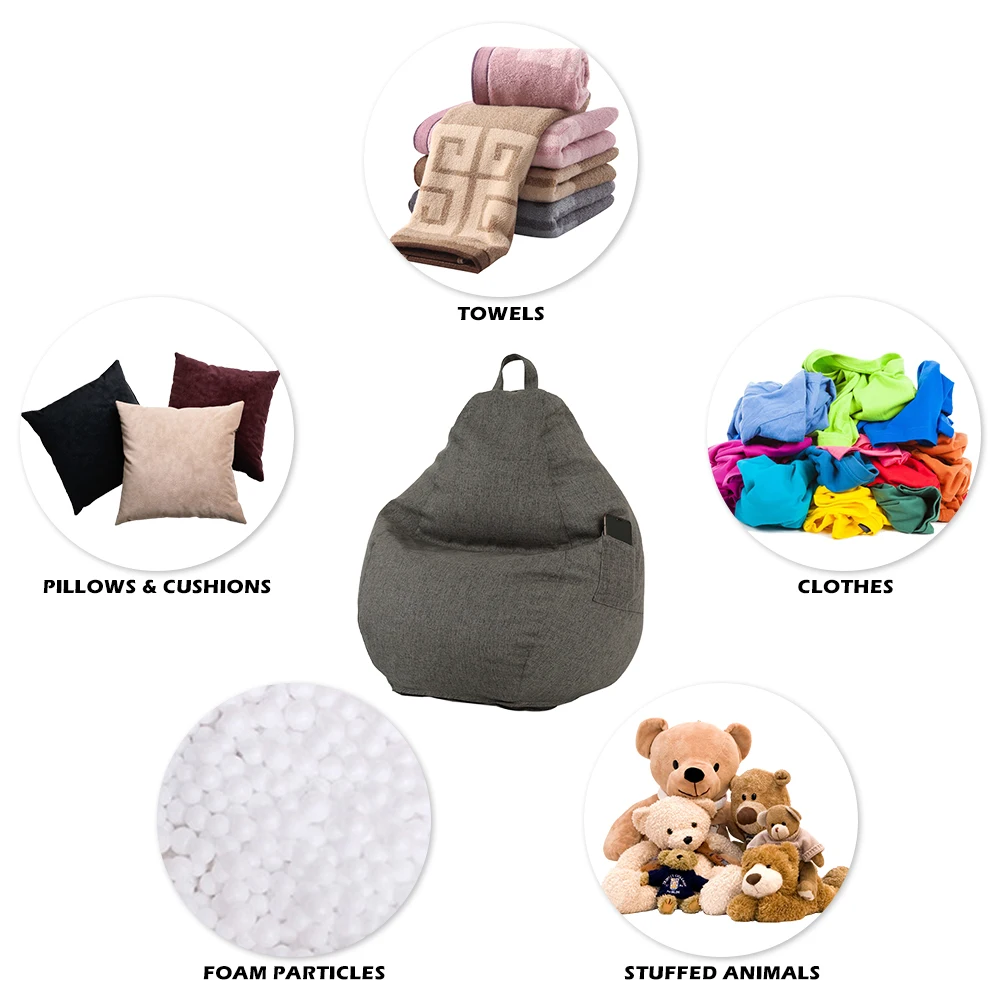 New Bean Bag Chair Sofa Cover Soft Comfortable Sofa Chair Protection Cover with Storage Bag without Filler Furniture Accessories 4