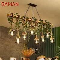 SAMAN American Country Pendant Lamp Retro Creativity Plant Music Restaurant Cashier Counter Bar Cafe Milk Tea Shop Chandelier 1