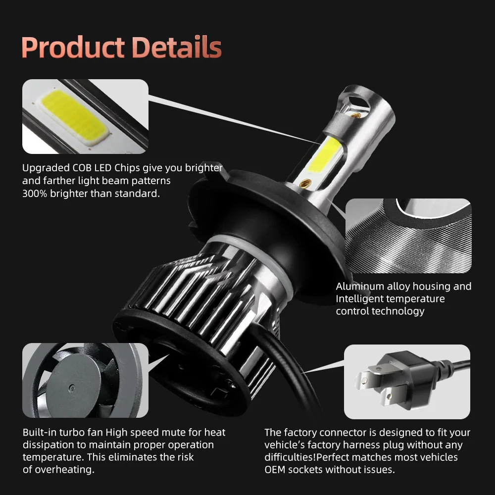 쉐보레 아베오 5 (해치백) 2006 2007 2008 2009 2010 2011, 30000Lm LED H4 조명, 6000K 화이트