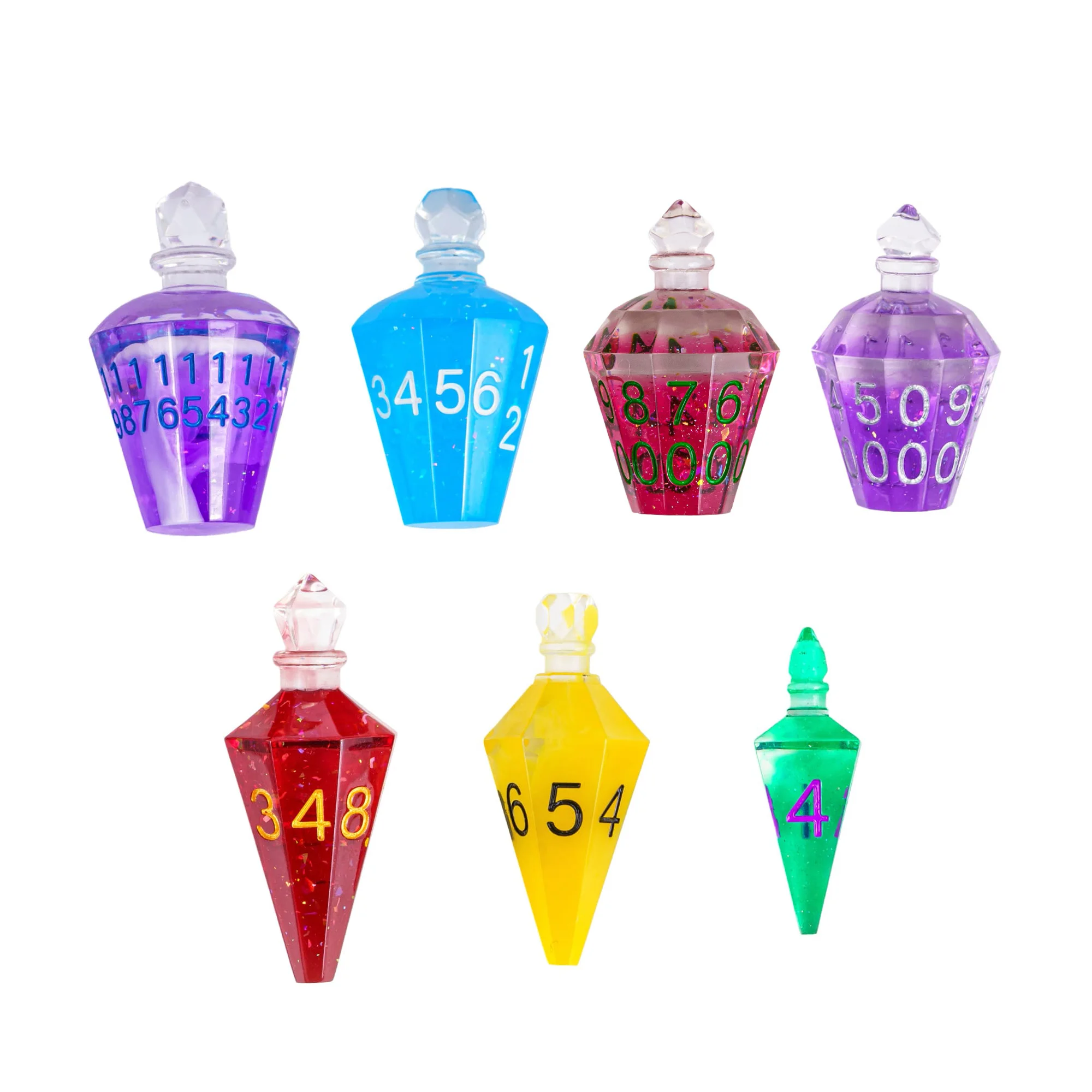 Dice Set 7 Potion Bottles DND Polyhedral Dice Handcrafted D4-D20 for Role Playing Game