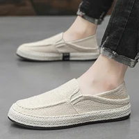 Summer Casual Loafers Men Breathable Slip On Urban Shoes Men Classic Linen Canvas Sneakers Male Light Flats Lazy Shoes Cheap 2