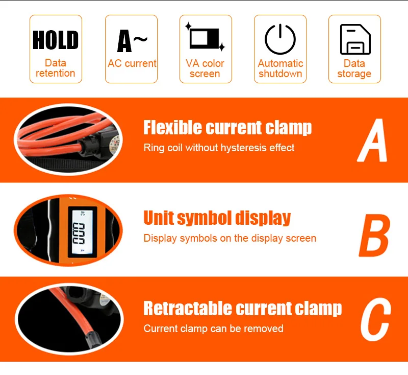 Description Picture 6 of itemVictor 690 Digital Flexible Current Clamp Meter Multimeter True RMS Leakage Ammeter Pliers Voltage Tester Electric Instruments