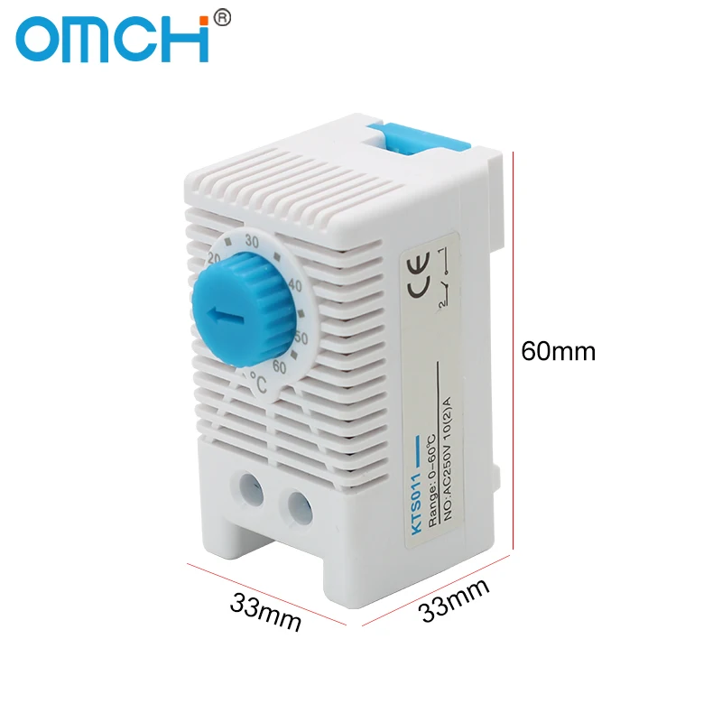 OMCH KTO011 KTS011 NC/NO DIN 레일 캐비닛 온도 조절기 0-60 ℃ 250VAC 10A 바이메탈 온도조절기 기계식 온도 조절기
