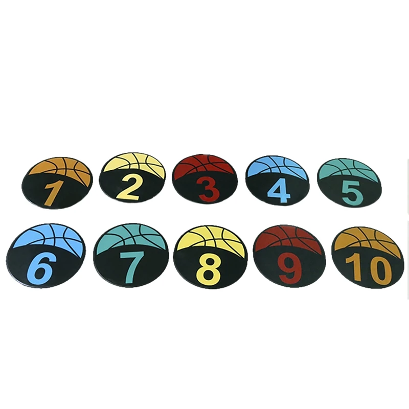 

10Pcs Professional Football Training Discs Signs Discs Markers Flat 1-10 Digital Disc For Outdoor Football Training