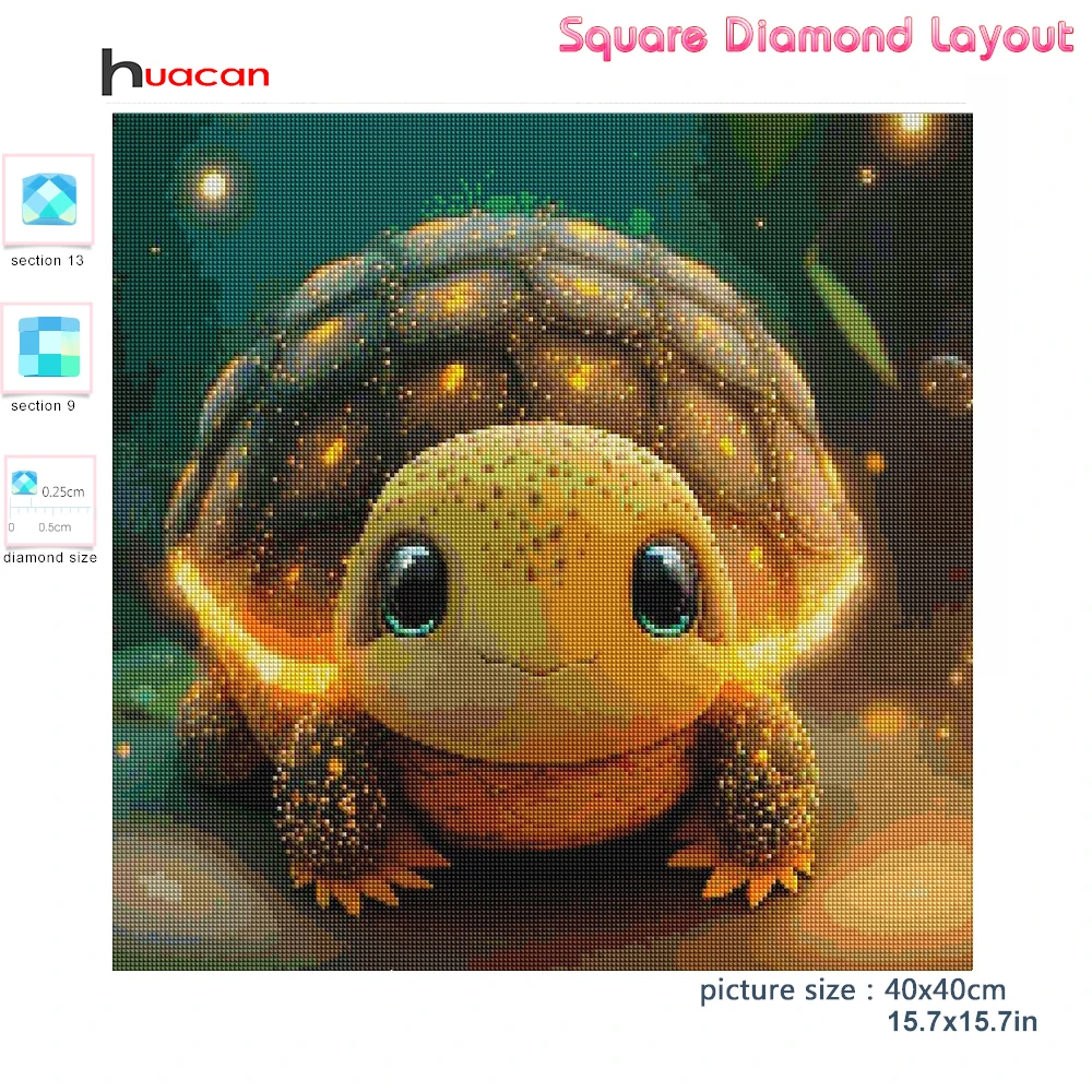 DIY Crafts, Turtle Diamond Painting, Diamond Art, Kids, 15x15 Cm