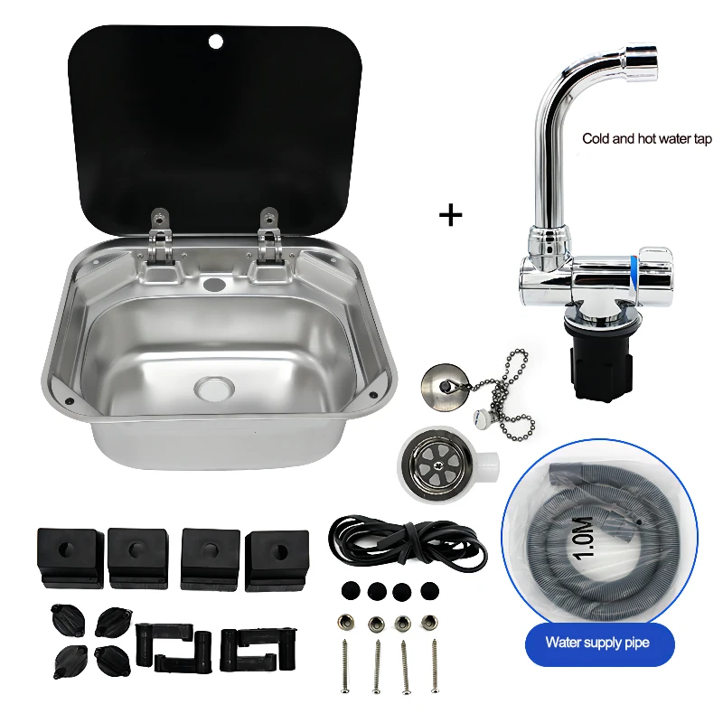 304 Stainless Steel Square Flap Wash Basin Sink Camping Caravan Accessories Suitable for Caravans Rv Parts  Accessories