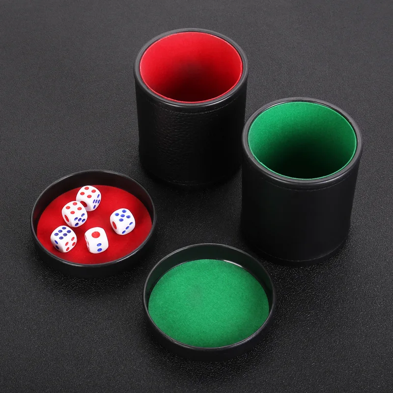 Velvet Silencer Leather Sieve Cup Dice Set Bar Silent Sieve Cup With Base Dice 1Pcs