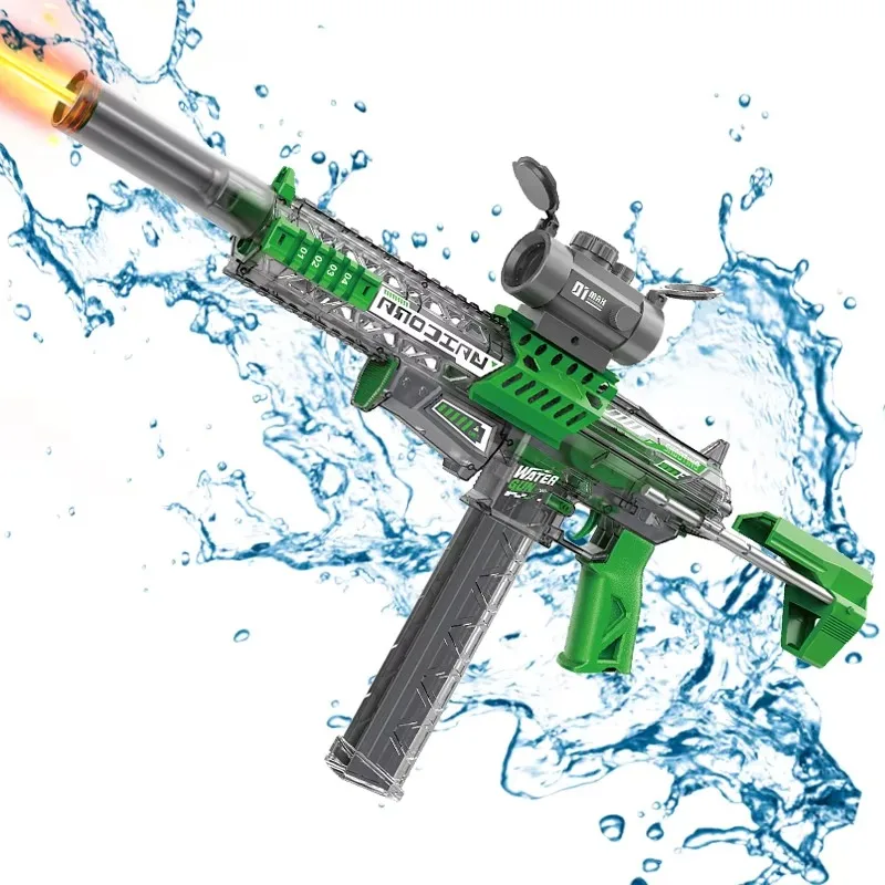 MK9 전동 물총, 유도 플래시 라이트 포함, 어린이 자동 물 흡수 분사총, 여름 야외 장난감