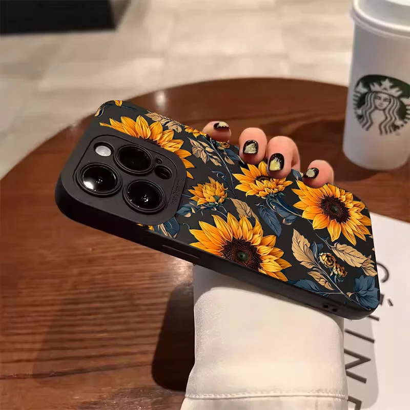 Sunflower Pattern Soft Silicone Phone Case Cover