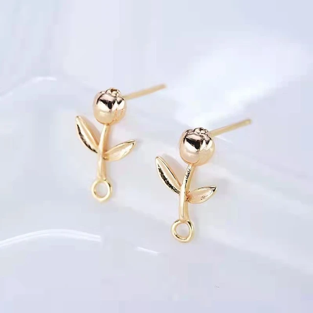 6pcs Hypoallergenic Earrings Studs Jewelry Making Rose Flowe Stud Earrings  Connector Pin Post With Loop Ear