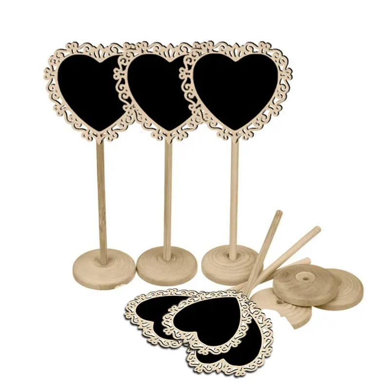 

10pcs/lot Vintage Card Holder Table Small Blackboard Wooden Chalkboards Wedding Restaurant Home Memo Board Writing Pad