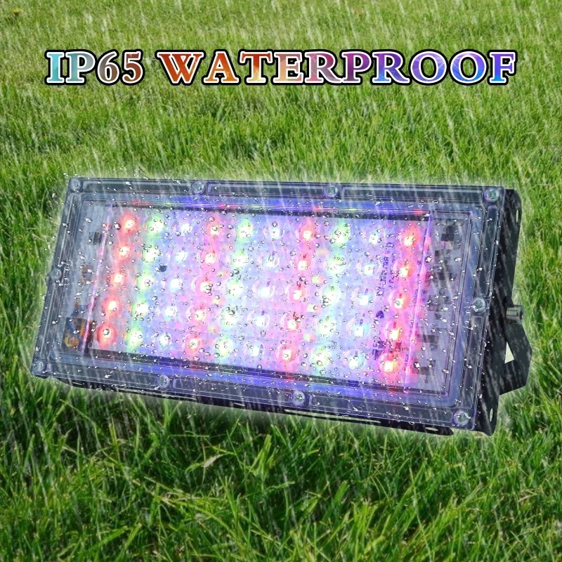 Led Flood Light 50W 100W RGB FloodLight AC220V Outdoor Lighting Waterproof Reflector With Remote